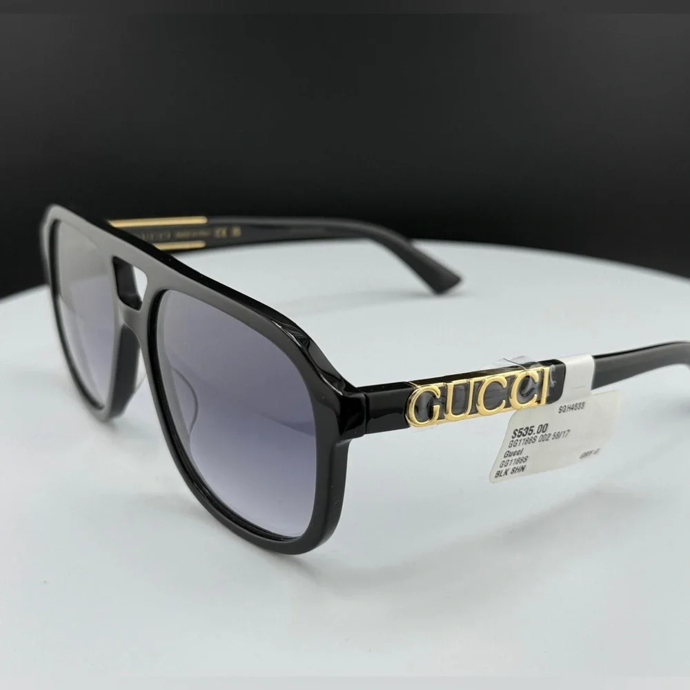 Gucci Black Sunglasses with Gold Logo Accent